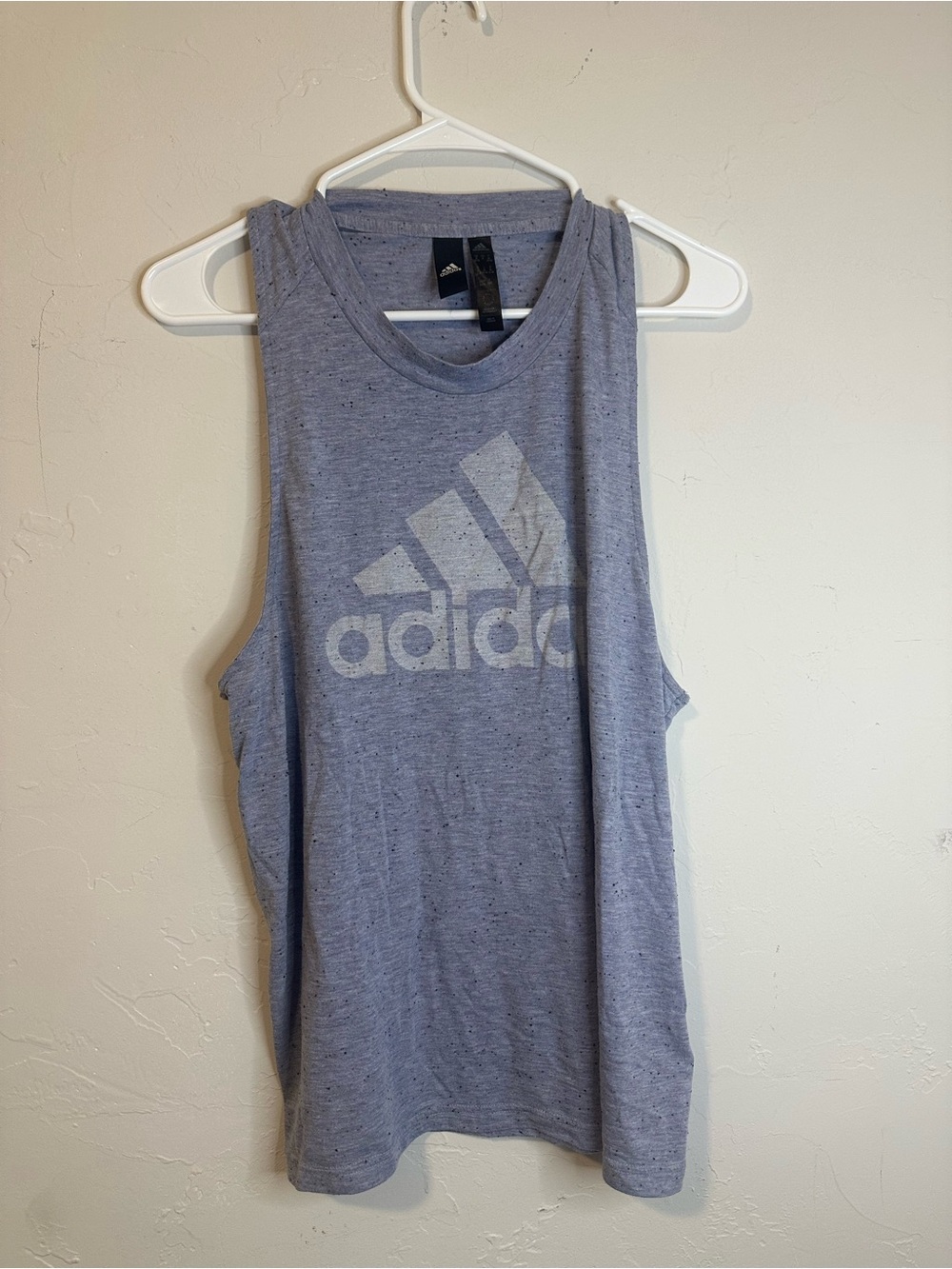 adidas Heathered Light Blue Sleeveless Logo Tank